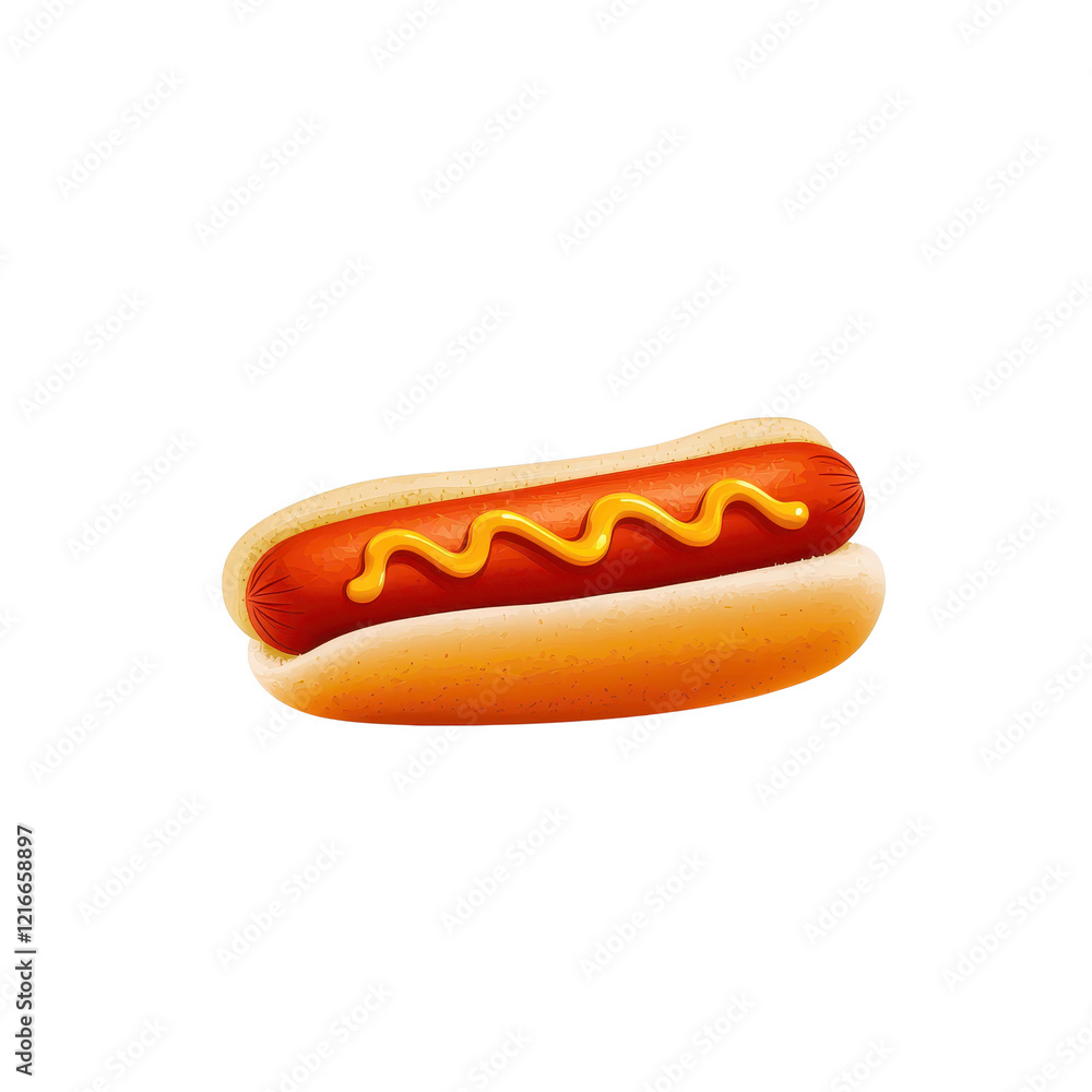 Hot dog placed on a clean white background ready for serving or presentation purposes. Hot dog placed on a clean white background ready for serving or presentation purposes.