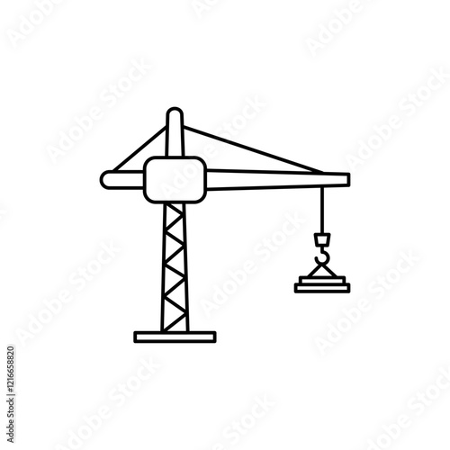 Construction crane icon Vector logo set flat