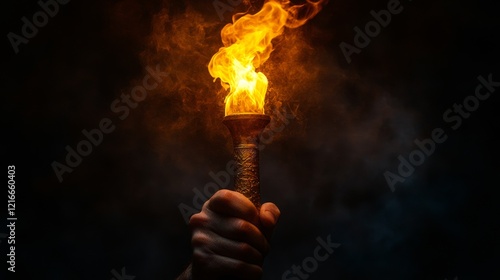 Fiery torch held high dark setting captivating image focused perspective ignite imagination
