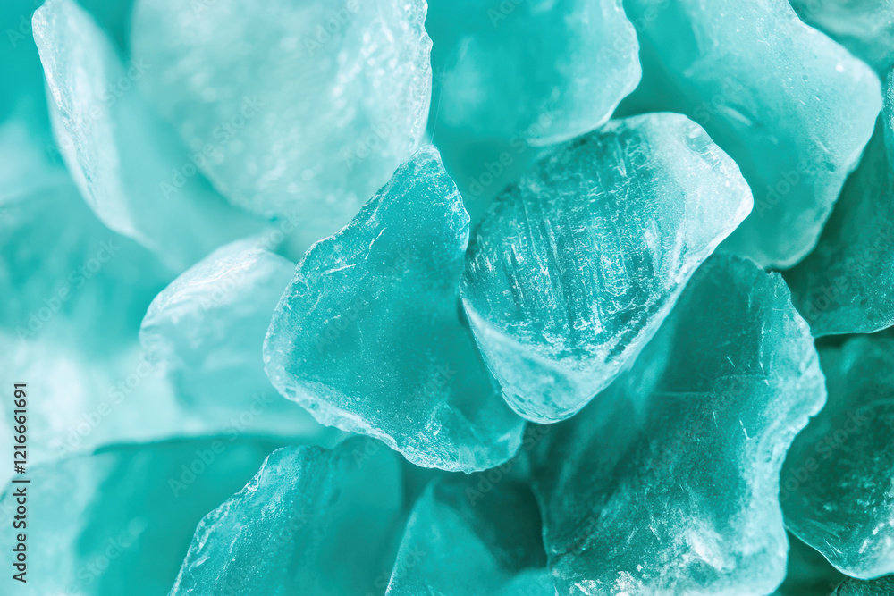 Fototapeta premium Close up of beautiful turquoise crystals in abstract pattern, vibrant and textured mineral background