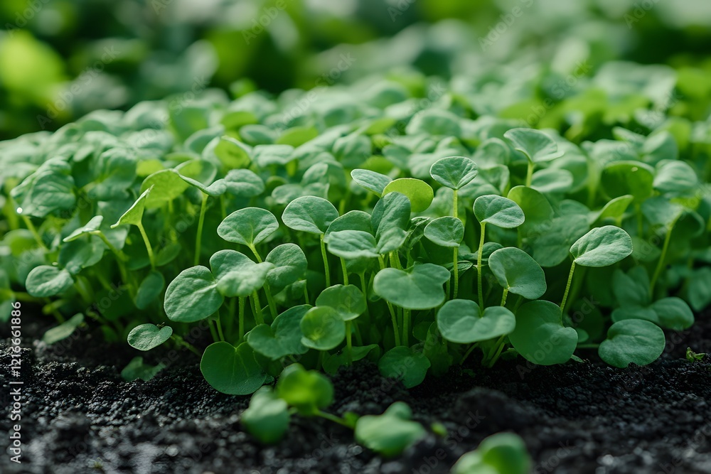 Lush Green Seedlings in Morning Light for Nature Photography and Botanical Illustrations Lush Green Seedlings in Morning Light for Nature Photography and Botanical Illustrations