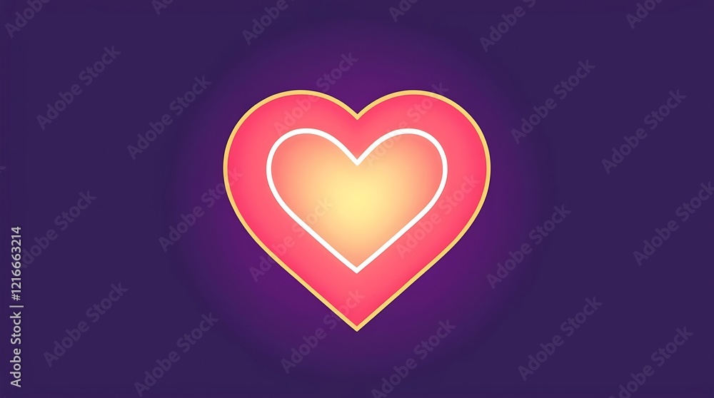 Glowing Heart Shape With Inner Light Design Glowing Heart Shape With Inner Light Design