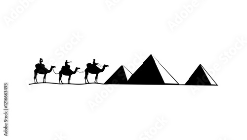 travel in egypt, black isolated silhouette