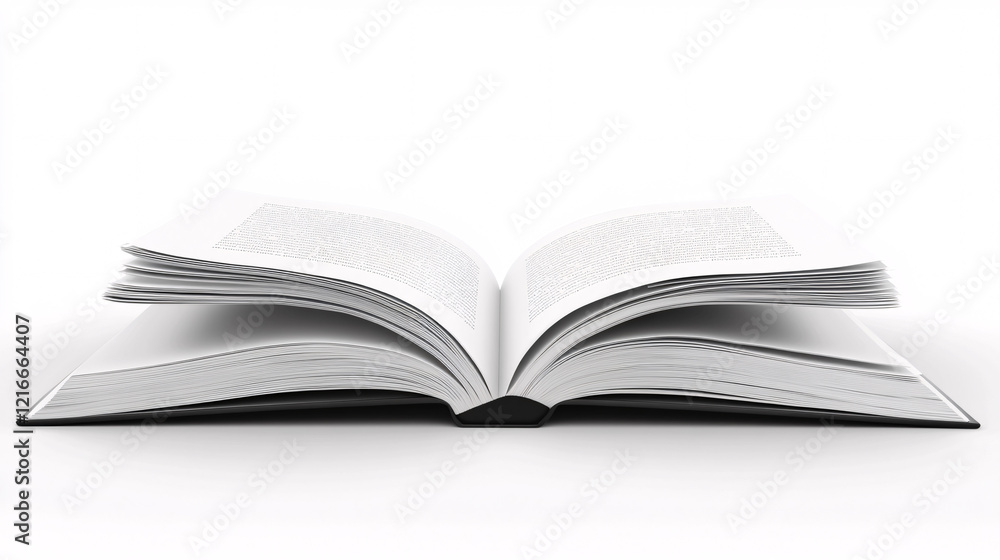 Open book with clean white pages lying flat on a white surface minimalistic concept of knowledge and learning
Open book with clean white pages lying flat on a white surface minimalistic concept of knowledge and learning