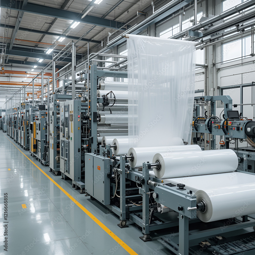Plastic roll on a machine for the production of plastic bags Plastic roll on a machine for the production of plastic bags