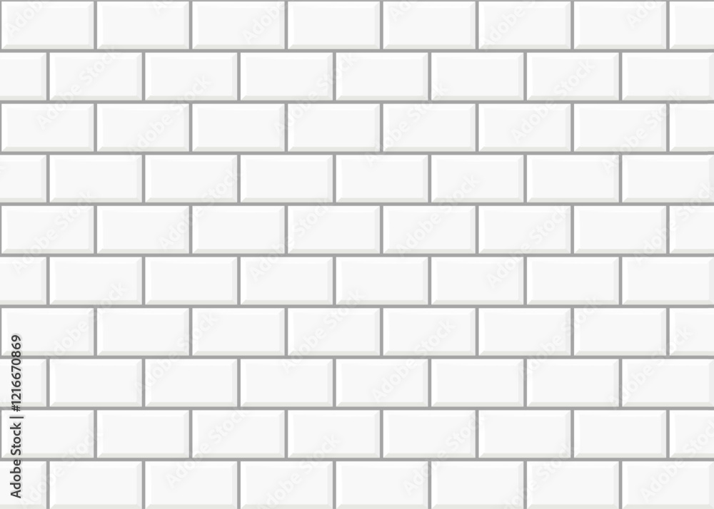 White brick wall texture decoration kitchen backsplash plastic panel building outdoor design. Vector
