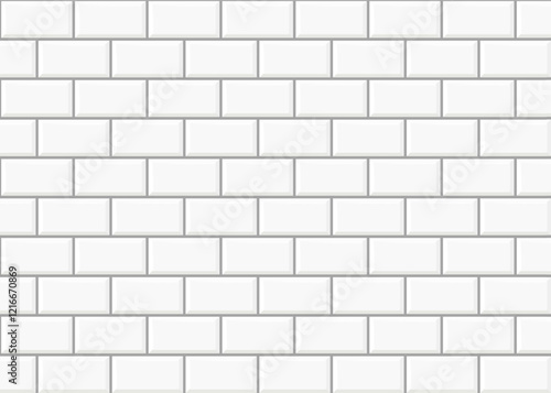 White brick wall texture decoration kitchen backsplash plastic panel building outdoor design. Vector