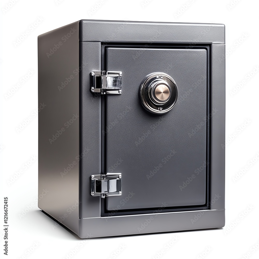 A sturdy, metallic safe with a combination lock, designed for secure storage of valuables and sensitive items. A sturdy, metallic safe with a combination lock, designed for secure storage of valuables and sensitive items.