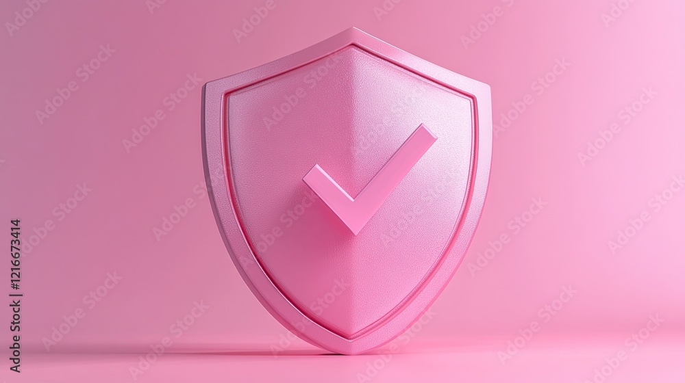 3D illustration of a shield with a checkmark and lock symbol, representing cyber security 3D illustration of a shield with a checkmark and lock symbol, representing cyber security