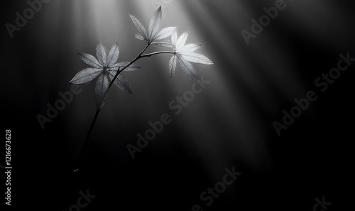 Illuminated Leaves: A Monochromatic Botanical Study photo