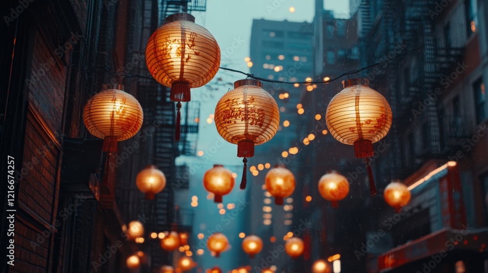 Chinese lantern decorated in China town to celebrate New Year festival Chinese lantern decorated in China town to celebrate New Year festival