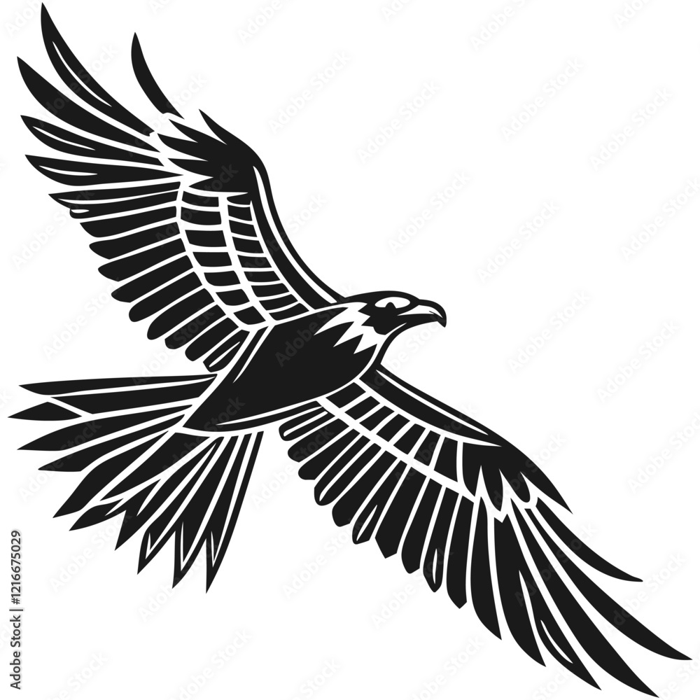 Obraz premium Vector clipart illustration portrait of a bald eagle. Flying bird silhouette vector image