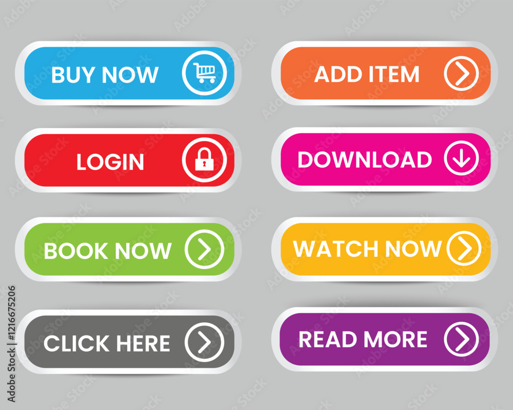Colorful Web Buttons Design, Website button set Colorful Web Buttons Design, Website button set