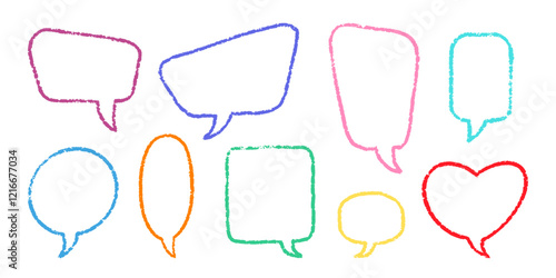 Wallpaper Mural Crayon Speech Bubbles Vector Set. Chalk Scribble Talking Clouds Shapes Collection. Pastel Colors Hand Drawn Brush Texture Dialogue Frames. Pencil Emphasis Elements Charcoal Doodle Talk Balloons Bundle Torontodigital.ca