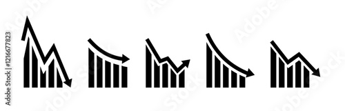 Growth vector icon. Graph or diagram with arrow going up and down. Vector