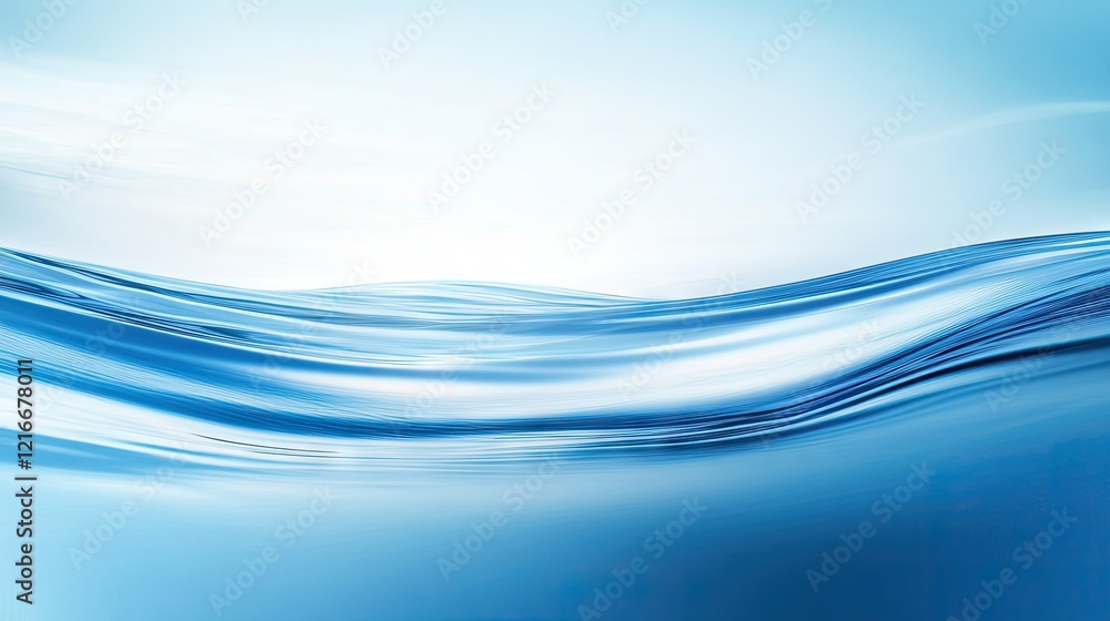 Fototapeta premium Abstract Blue Water Waves: Serenity and Tranquility