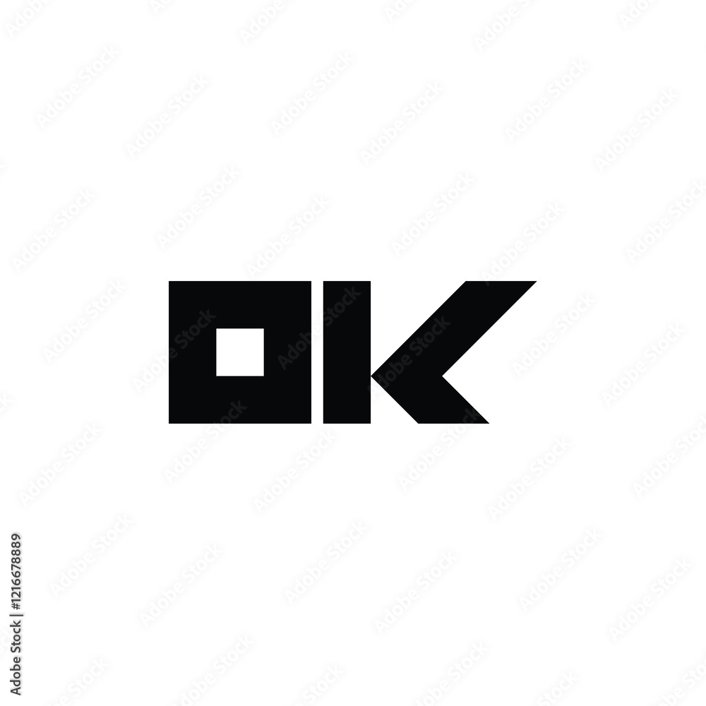 Obraz premium OK monogram logo design letter text name symbol monochrome logotype alphabet character simple logo