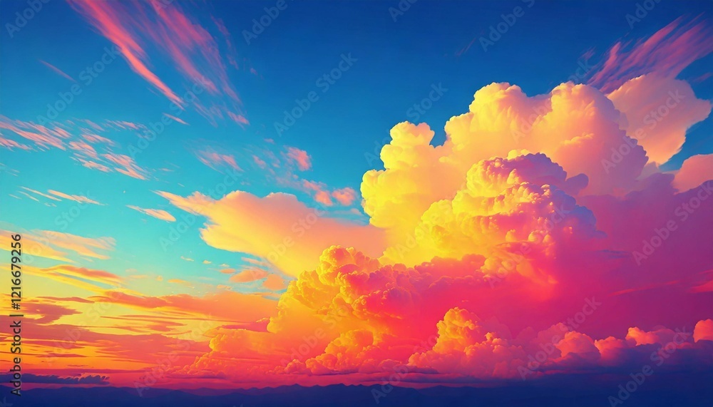 Fototapeta premium illustration clear sky at the sunset in the natural background