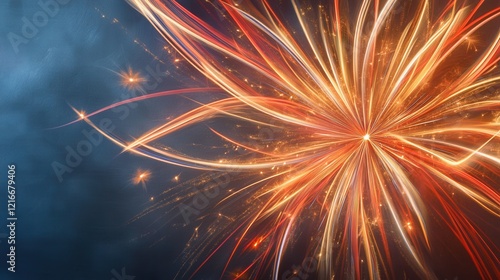 Abstract Light Burst, Glowing Energy, Firework Explosion