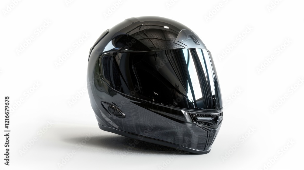 Fototapeta premium Sleek Black Motorcycle Helmet - Modern Design