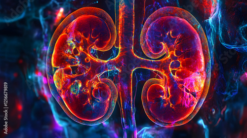 Person acute kidney injury Comprehensive image overview of kidneys showing sudden loss of function