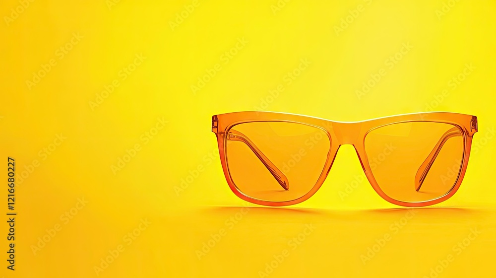 Amber Sunglasses on Yellow Background: Summer Vibes Amber Sunglasses on Yellow Background: Summer Vibes