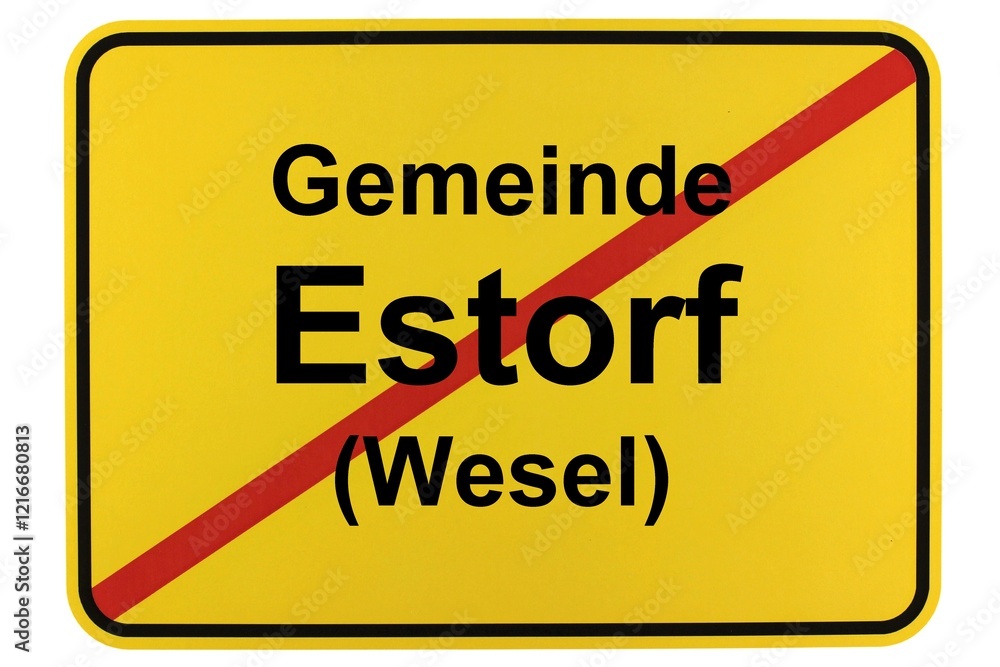 Fototapeta premium Illustration eines Ortsschildes der Gemeinde Estorf (Wesel) in Niedersachsen