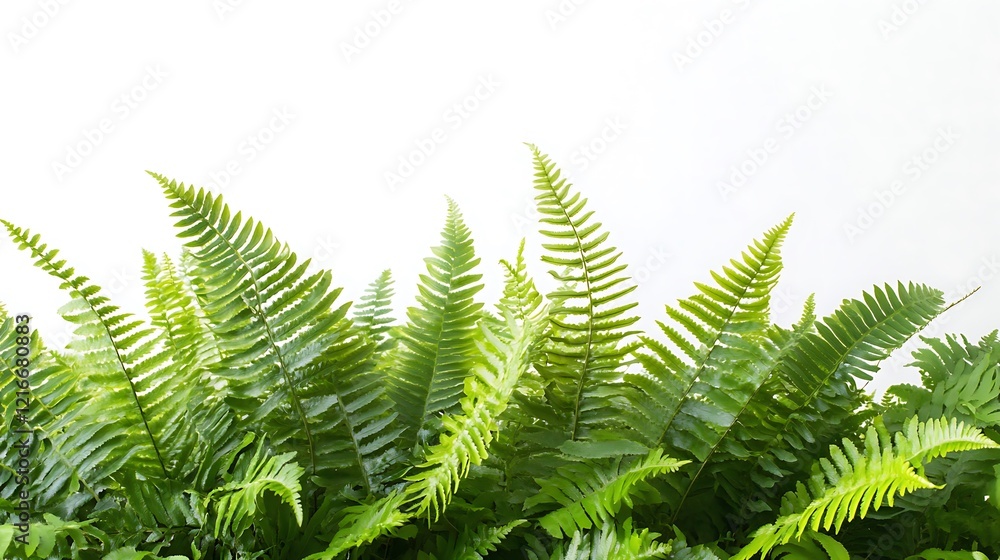 Green Fern Fronds Against a White Background Green Fern Fronds Against a White Background