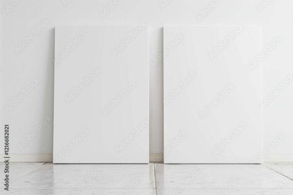 Empty Canvas on Wall Ready for Creativity and Artistic Expression Empty Canvas on Wall Ready for Creativity and Artistic Expression