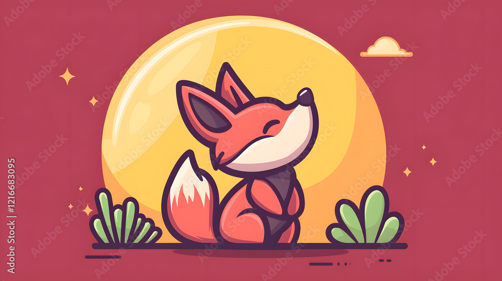 Playful fox cartoon digital art vibrant background fun environment whimsical viewpoint animal concept Playful fox cartoon digital art vibrant background fun environment whimsical viewpoint animal concept