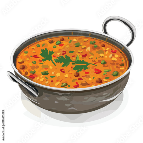 elegant illustration of curry in a pot