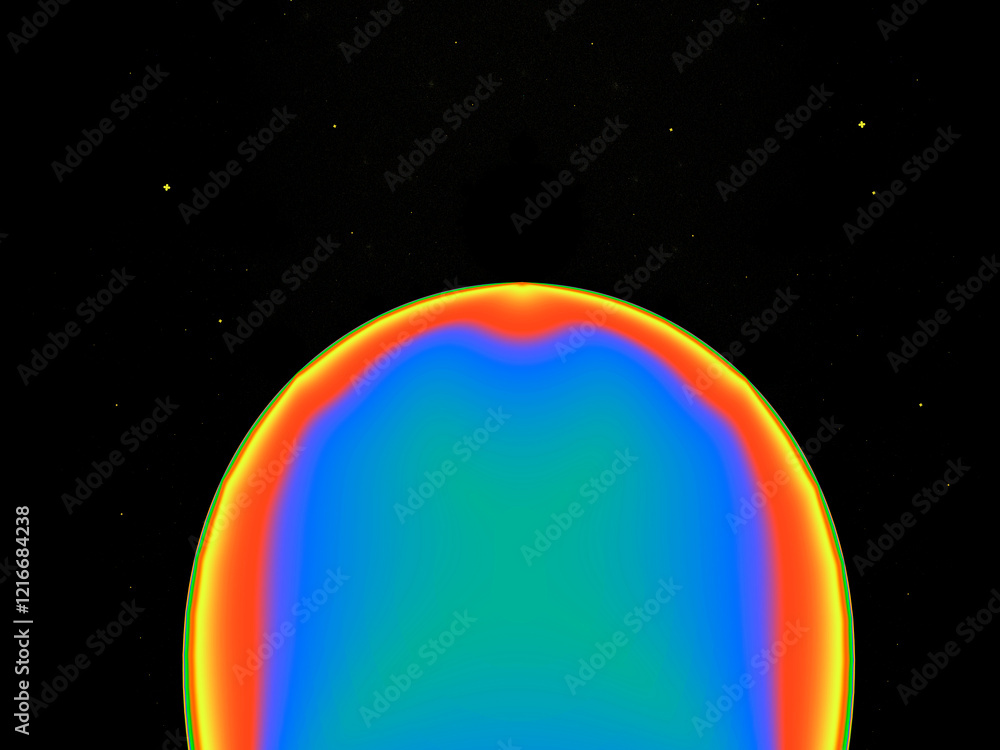 Fototapeta premium Abstract black background with stars, multicolored arch, stargate, space arch, infinity arch