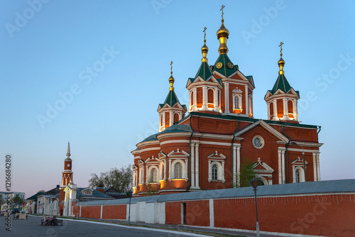 The ancient Cathedral of the Exaltation of the Holy Cross at dawn. Kolomna, Russia photo