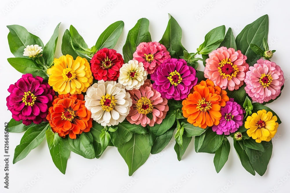 Obraz premium Vibrant Zinnia Bouquet: A Burst of Colorful Summer Blooms macro image bright garden floral nature 
