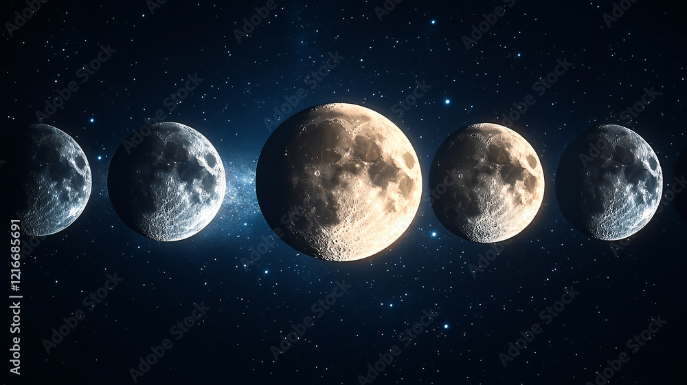 Obraz premium A series of images of the moon in different stages of its cycle