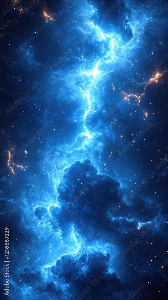 Fototapeta premium Electric Blue Nebula A Cosmic Wonder