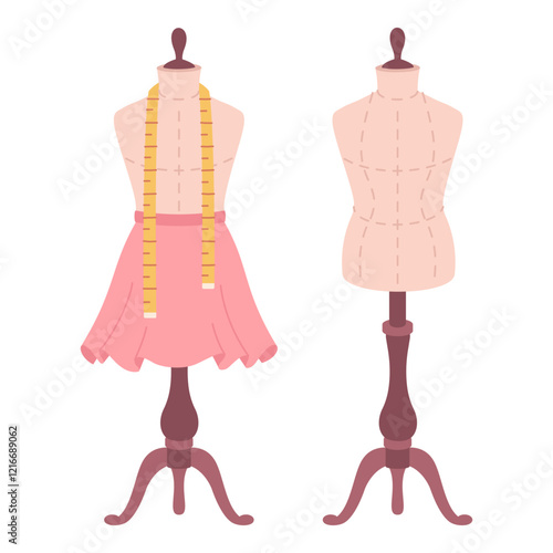 Sewing mannequin isolated on white background