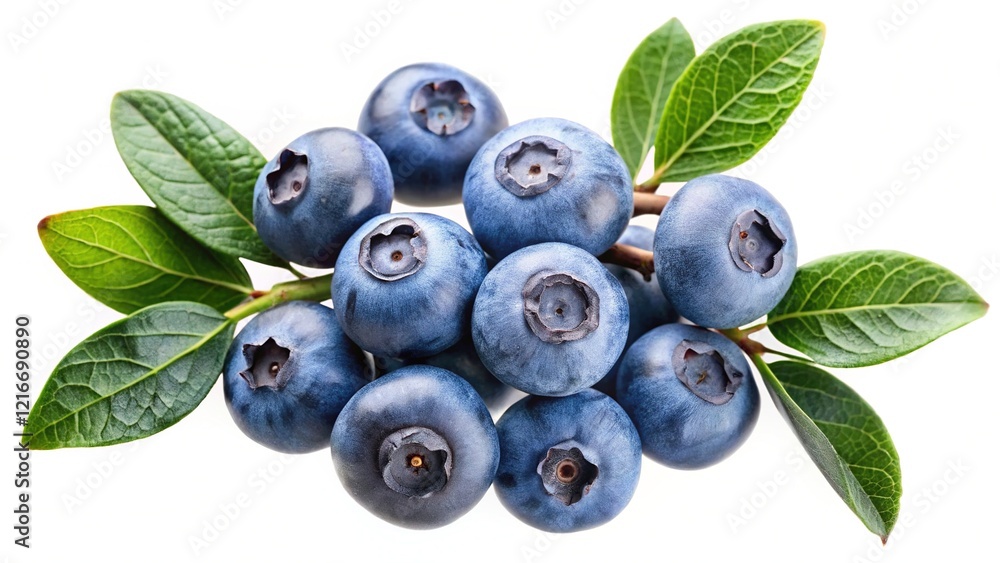 blueberry on plant isolated on white background. blueberry on plant isolated on white background.