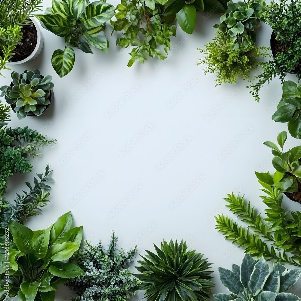 Naklejka premium Top view of plants on table