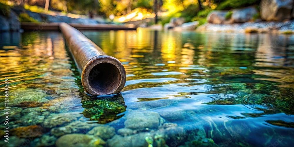 Minimalist Hot Spring Drain Pipe: Serenity and Geothermal Flow Minimalist Hot Spring Drain Pipe: Serenity and Geothermal Flow