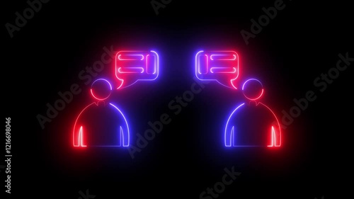 Wallpaper Mural Animation of two people talking and discussing in blue neon on a black background.Two businessmen discussing using message icons Torontodigital.ca