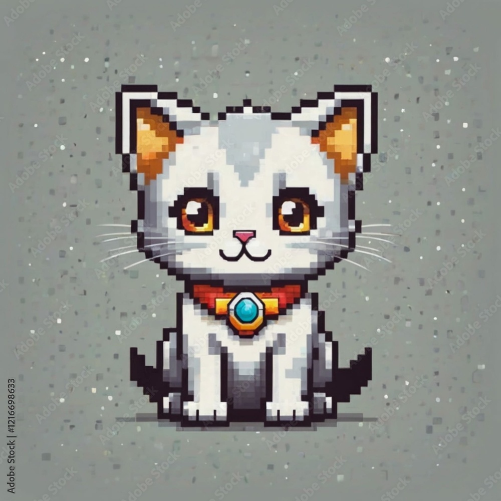 Pixel Baby Cat Retro Game Style Pixel Baby Cat Retro Game Style