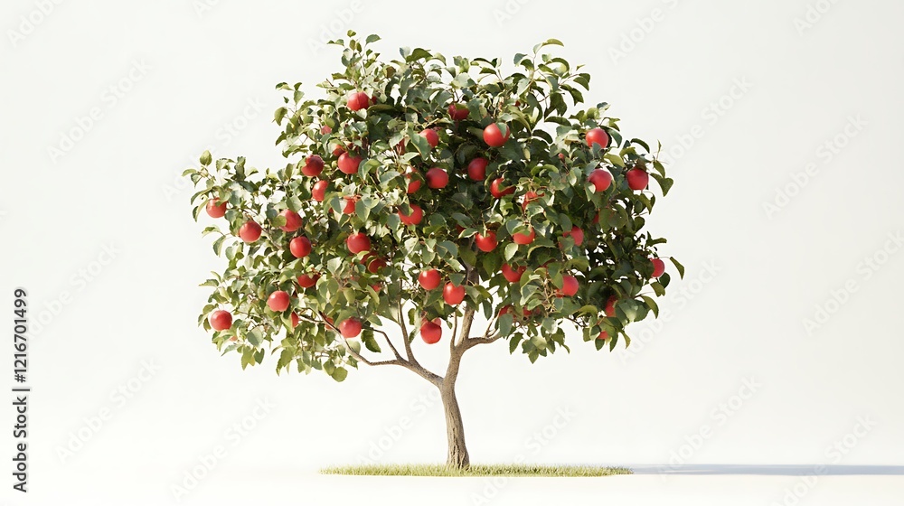 Apple Tree with Red Apples on White Background Apple Tree with Red Apples on White Background