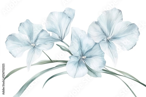Serene Light Blue Orchids: Elegant Floral Illustration, Perfect for Spring Designs and Projects art