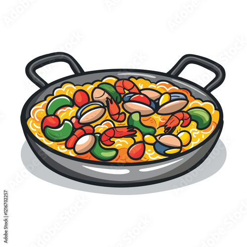 elegant illustration of seafood curry vector on a white