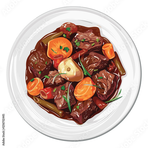 elegant illustration of delicious beef curry vector art on a white 