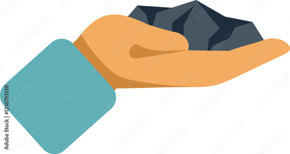 Hand holding a lump of coal representing the coal mining industry Hand holding a lump of coal representing the coal mining industry