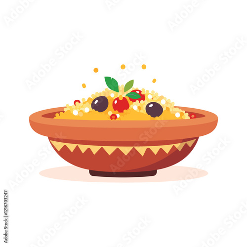 elegant illustration of Indian style vegetable biryani on a clay pot