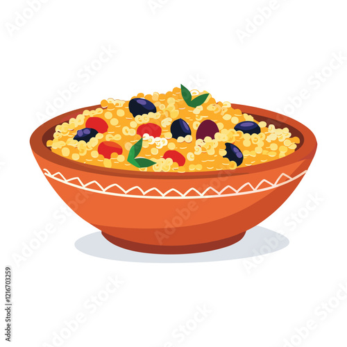 elegant illustration of Indian style vegetable biryani on a clay pot