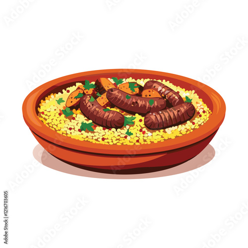 elegant illustration of Indian style chicken biryani on a clay pot